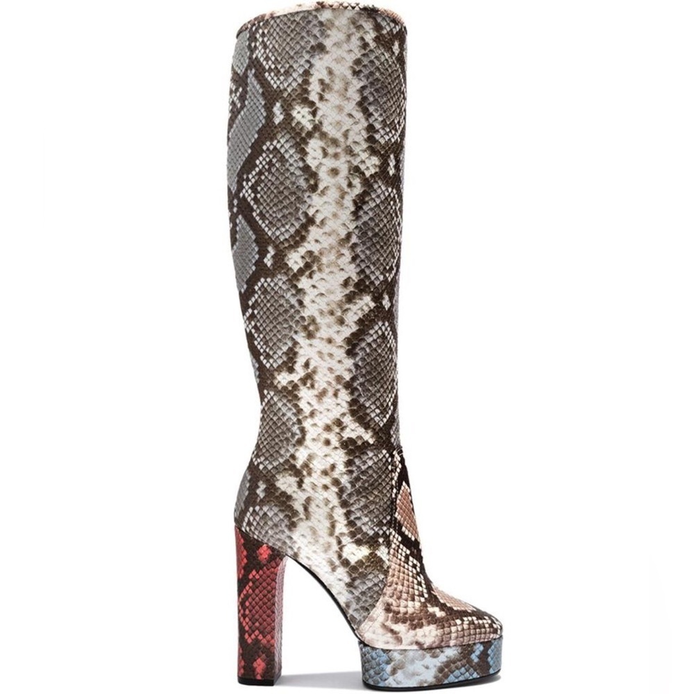NIB Casadei Sahara Snake Print Knee High Platform Boot Sz 40